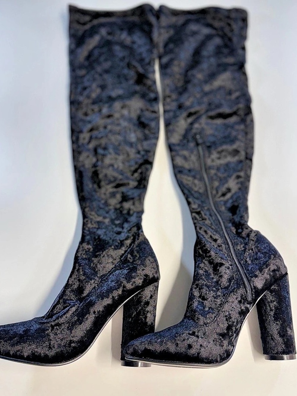Black Velvet thigh high boots